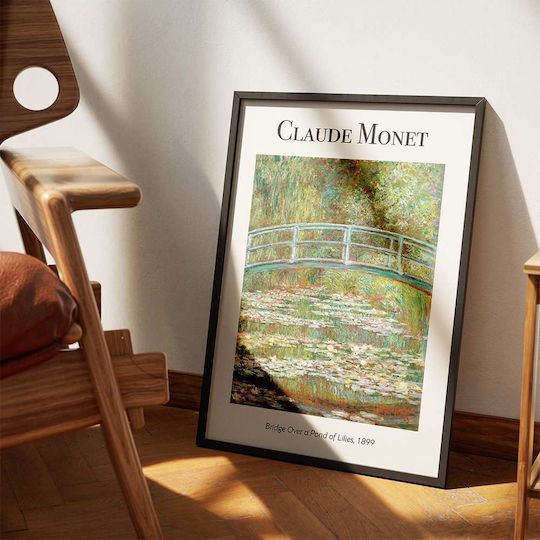 Poster Claude Monet Bridge Over A Pond Lilies Art103 40cm X 50cm Κορνίζα Φυσικό Ξύλου Μπεζ 56049pd156699f55316