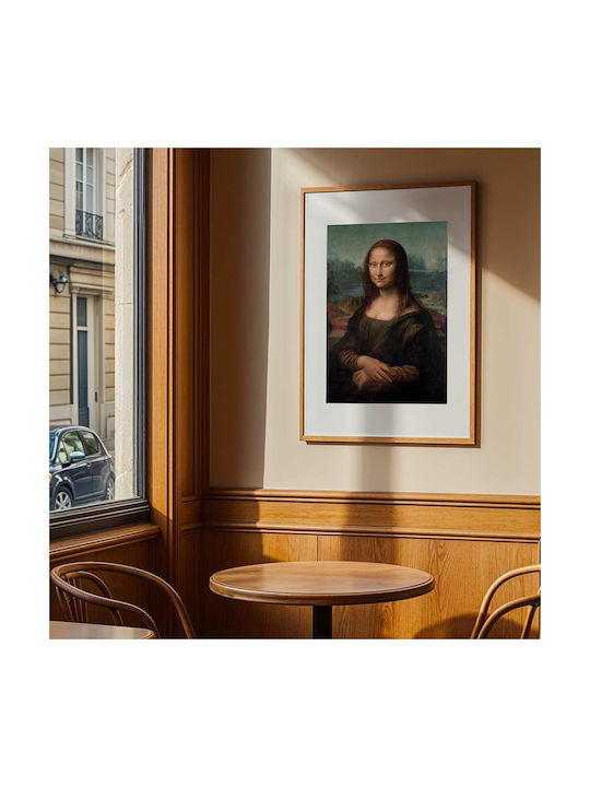 Poster Leonardo Da Vinci Mona Lisa Art159 40cm X 50cm Brown Wooden Frame