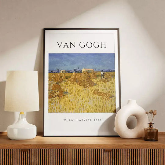 Poster Van Gogh Wheat Harvest Art097 40cm X 50cm Black Wooden Frame