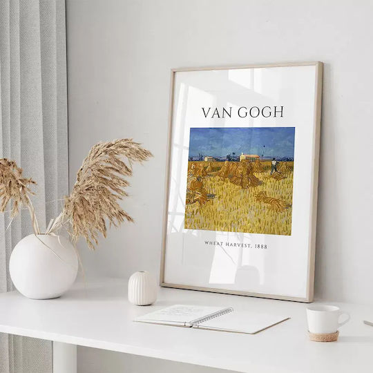 Poster Van Gogh Wheat Harvest Art097 40cm X 50cm Black Wooden Frame