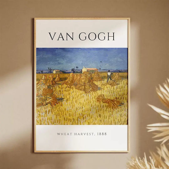 Poster Van Gogh Wheat Harvest Art097 40cm X 50cm White Wooden Frame