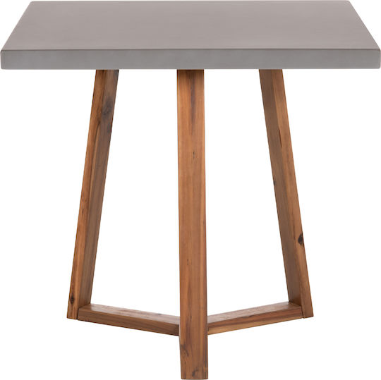 Fiber Square Dining Table with Cement Surface Gray 80x80x75cm