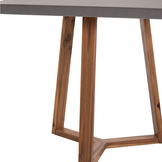 Fiber Square Dining Table with Cement Surface Gray 80x80x75cm