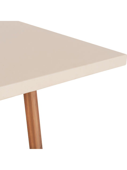 Fiber Quadratischer Esszimmertisch mit Betonoberfläche Beige 80x80x75cm