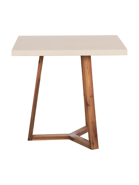 Fiber Quadratischer Esszimmertisch mit Betonoberfläche Beige 80x80x75cm
