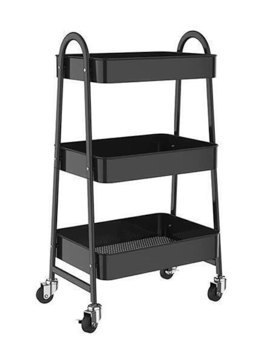 Next Metal Kitchen Trolley 3 Tiers Black 41x33x80cm