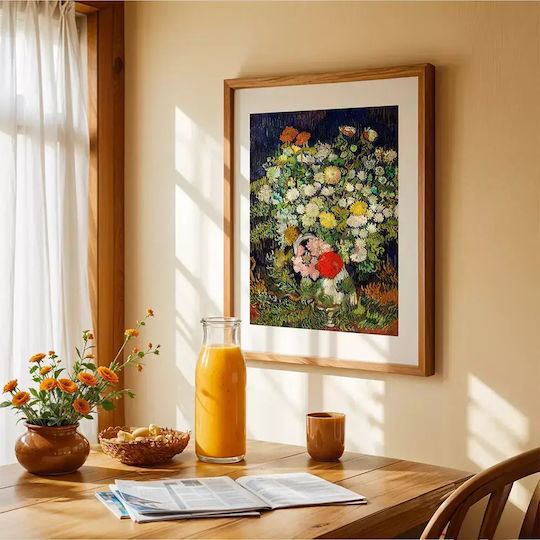 Poster Buchet Flori Art115 40cm X 50cm Cadru Lemn Maro