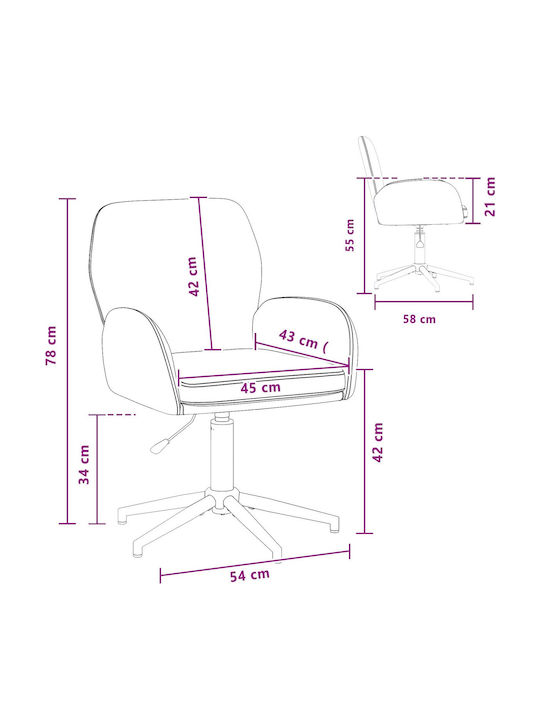 Drehbarer Besucherstuhl mit Armlehnen in Grau Farbe 54x58x90cm