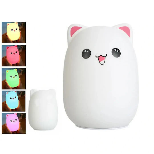 Verk Group Led Kids Decorative Lamp Cat Kitty with Color Changes White 8.2x5cm