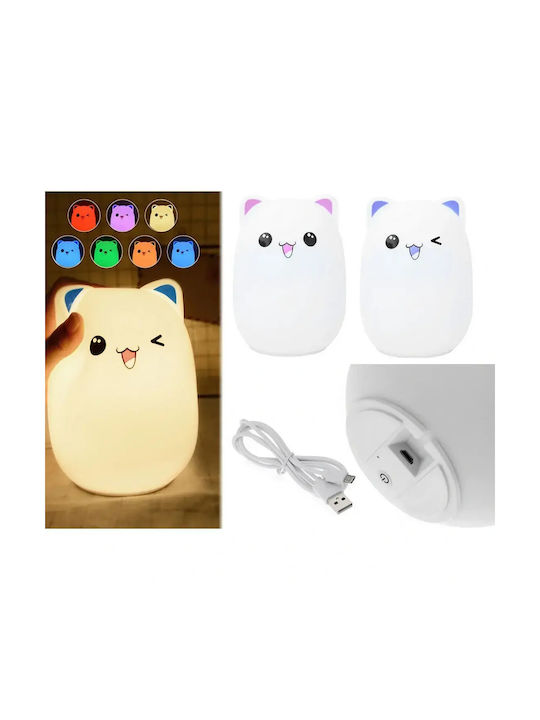 Verk Group Led Kids Decorative Lamp Cat Kitty with Color Changes White 8.2x5cm