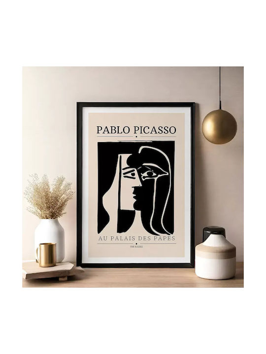Poster Pablo Picasso Au Palais Des Papes Art077 40cm X 50cm Black Wooden Frame
