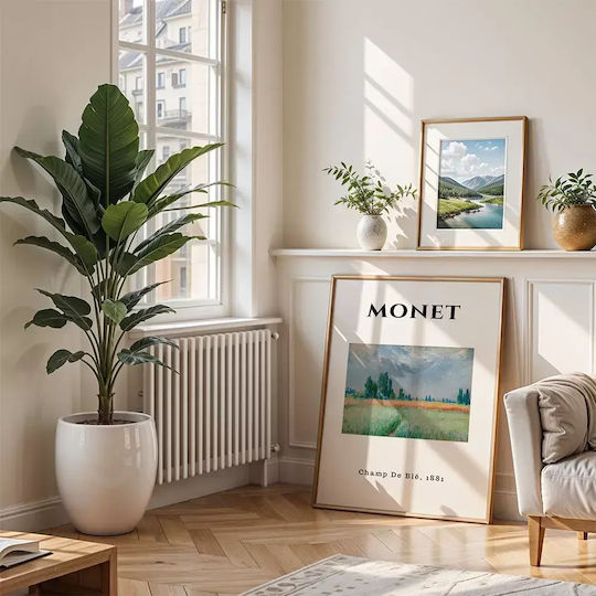 Poster Monet Champ De Ble Art010 40cm X 50cm Premium Μαύρο Ξύλινο Κάδρο-55258pd156881f55323