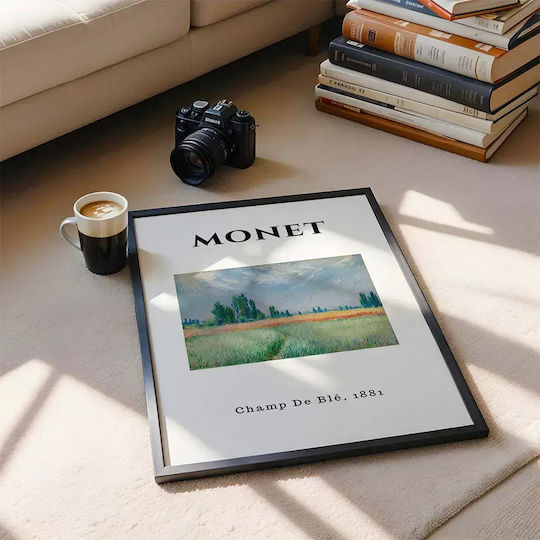 Poster Monet Champ De Ble Art010 40cm X 50cm Premium Μαύρο Ξύλινο Κάδρο-55258pd156881f55323