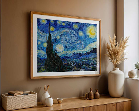 Poster Van Gogh Starry Night Art105 40cm X 50cm Brown Wooden Frame
