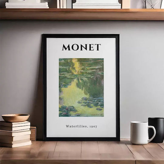 Poster Monet Waterlillies Art011 40cm X 50cm Black Wooden Frame