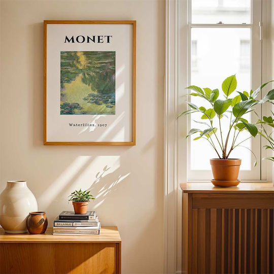 Poster Monet Waterlillies Art011 40cm X 50cm Black Wooden Frame