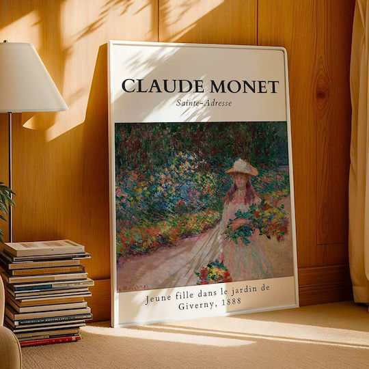 Poster Claude Monet Young Girl in the Garden of Giverny Art101 40cm x 50cm Black Wooden Frame