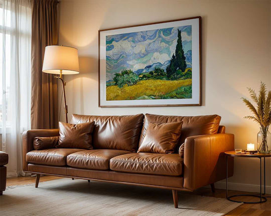 Poster Van Gogh Wheat Field Cypresses Art108 40cm X 50cm Κορνίζα Φυσικό Ξύλου Μπεζ 56093pd156661f55316