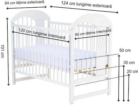 CMSpa Κούνια Qmini Julia Ii Elefantel Λευκή με Στρώμα