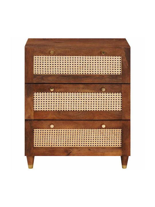 Cabinet Storage Solid Wood with 3 Drawers L60xW33xH75cm