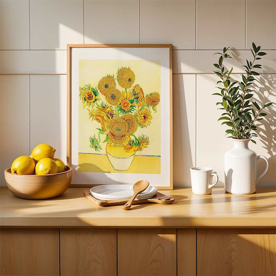 Poster Van Gogh Sunflowers Art116 40cm X 50cm Λευκή Ξύλινη Κορνίζα-56100pd156659f55310