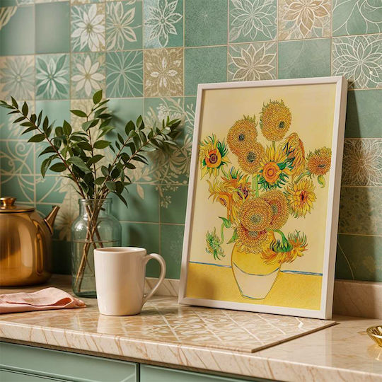 Poster Van Gogh Sunflowers Art116 40cm X 50cm Λευκή Ξύλινη Κορνίζα-56100pd156659f55310