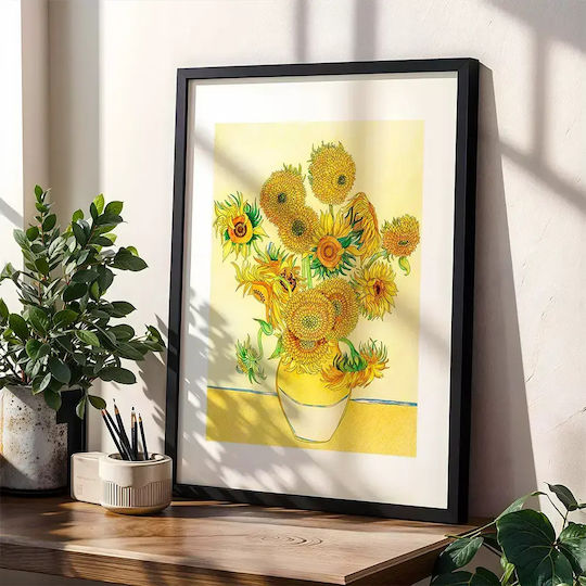 Poster Van Gogh Sunflowers Art116 40cm X 50cm Λευκή Ξύλινη Κορνίζα-56100pd156659f55310