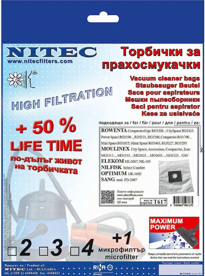 Nitec Филтър за Прахосмукачка Съвместим с Moulinex / Nilfisk / Rowenta