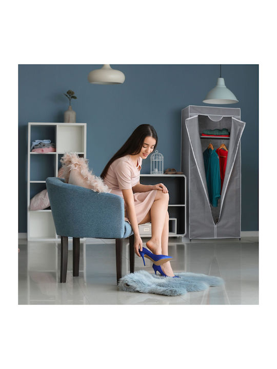 Relaxdays Dulap din Material cu Fermoar și Rafturi în Culoare Gri 60x45x157cm