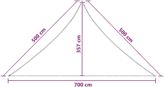 vidaXL Triangle Yellow Shade Sail 5x7x5m