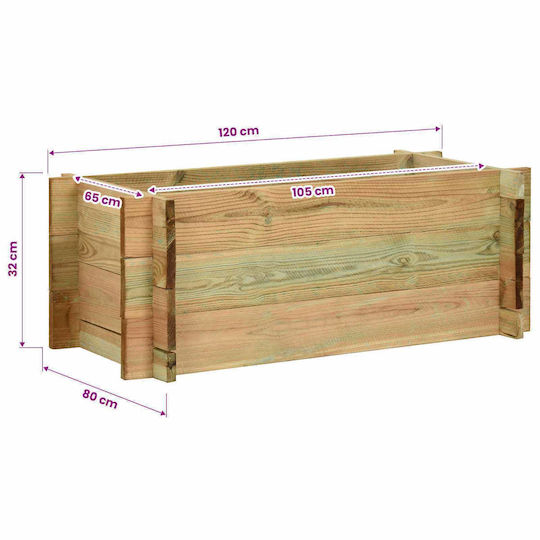 vidaXL Цветна Леха За Ограда На Градина От Дърво 120x80x32см Зелен