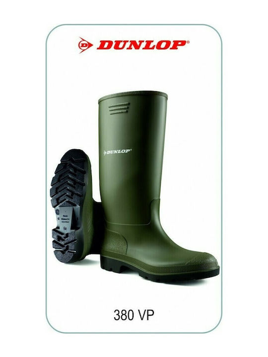 Dunlop Pricemastor Non-Slip Knee Safety Wellies with Fur Green
