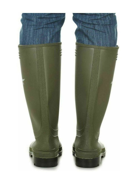 Dunlop Pricemastor Non-Slip Knee Safety Wellies with Fur Green