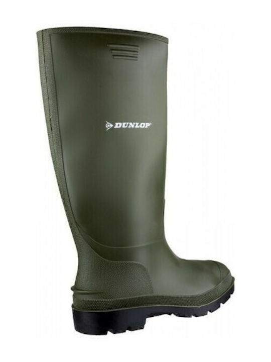 Dunlop Pricemastor Non-Slip Knee Safety Wellies with Fur Green