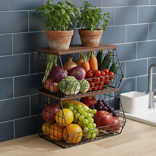 Relaxdays Bol De Fructe Metalic Negru 30x20x21 cm