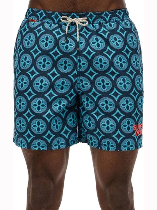 D3 Ovin Men's Swimwear Shorts Blue with Patterns