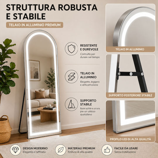Shally Dogan Ovaler Boden- oder Standspiegel mit LED-Beleuchtung 160x50cm Shally Dogan Ovaler Boden- oder Standspiegel mit LED-Beleuchtung 160x50cm