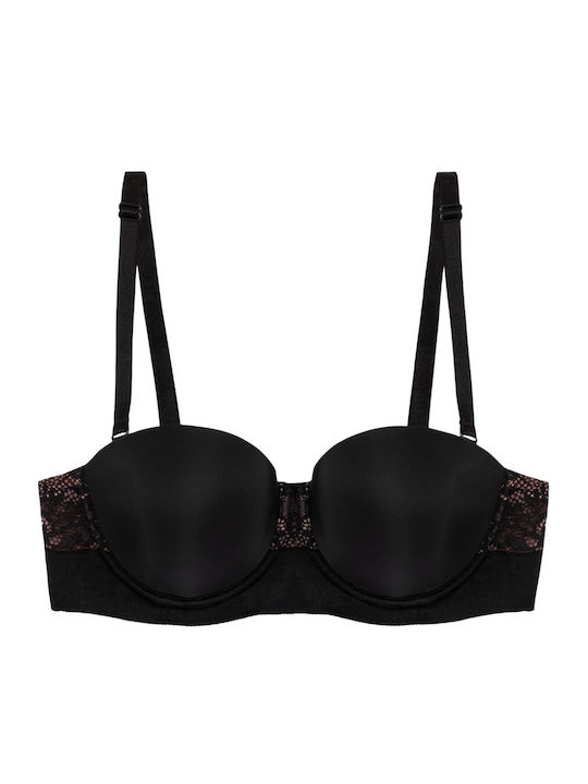 Vivid Spotlight Strapless Balconette Μαύρο Σουτιέν χωρίς Ενίσχυση με Μπανέλες