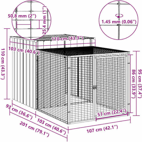 vidaXL 172360 Cușcă din Oțel Galvanizat pentru păsări 110bucx201bucx110buccm.