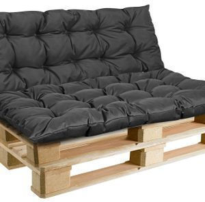 AIO Factory Waterproof Bench Cushion for Garden with Backrest Black 120x120cm