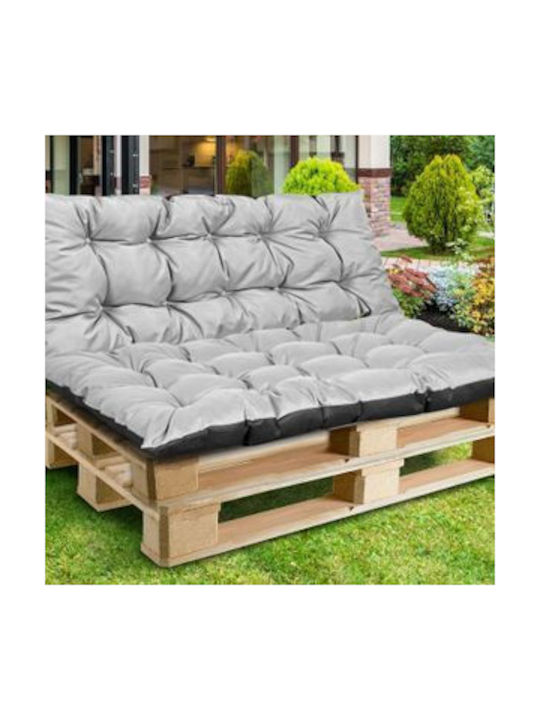 AIO Factory Wasserdichtes Gartenstuhlkissen für Sitzbank Palette mit Rückenlehne Hellgrau 120x120cm