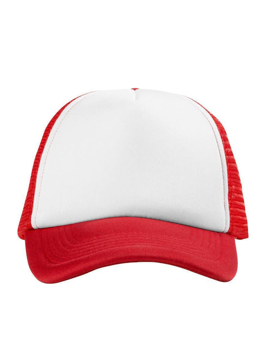 Trucker Five-Leaf Mesh Hat 100% Polyester 100-105gsm Sponge On The Brim On The Front Pf Concept White Red
