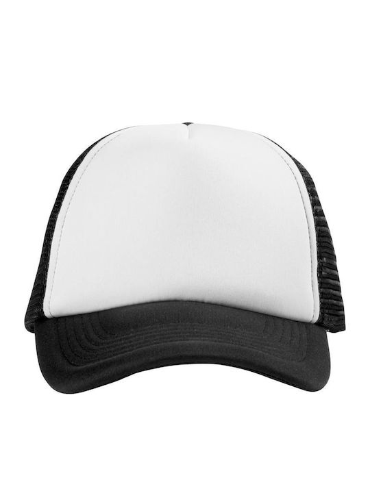 Trucker Five-Leaf Mesh Hat 100% Polyester 100-105gsm Sponge On The Brim On The Front Pf Concept White Black