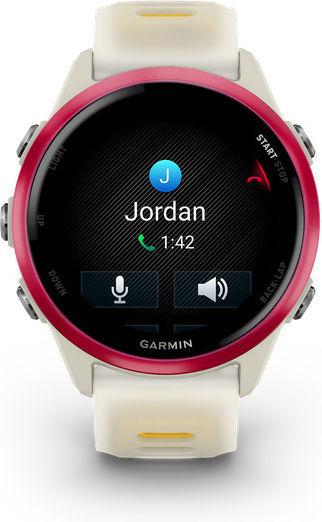 Garmin Forerunner 570 Aluminum 42mm Waterproof Smartwatch with Heart Rate Monitor (Raspberry Aluminum with Translucent Bone/Mango Band)
