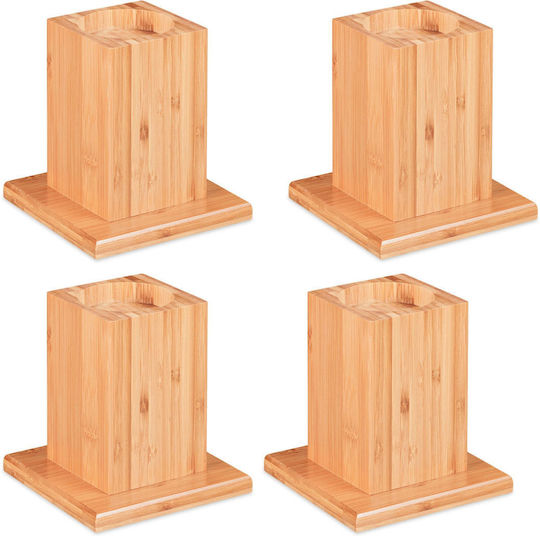 Relaxdays Picior de Mobilier din Lemn 4 Buc 15.5x14.5x14.5cm Bej