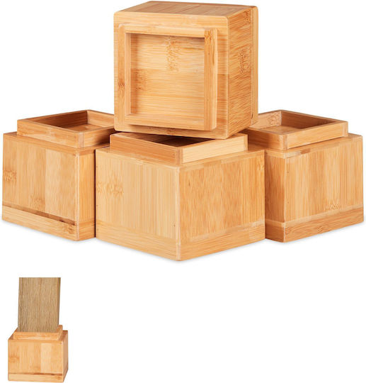 Relaxdays Picior de Mobilier din Lemn 4 Buc 10x11.5x11.5cm Bej