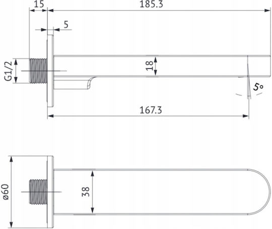 Cersanit Bathtub Accessories Wall Bathtub Accessory Inverto Crea Chrome S951-556