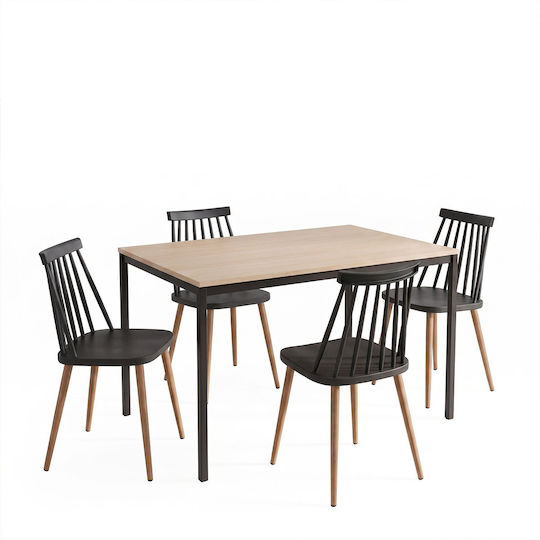 Aurora Kitchen Table with 4 Chairs 120x75cm