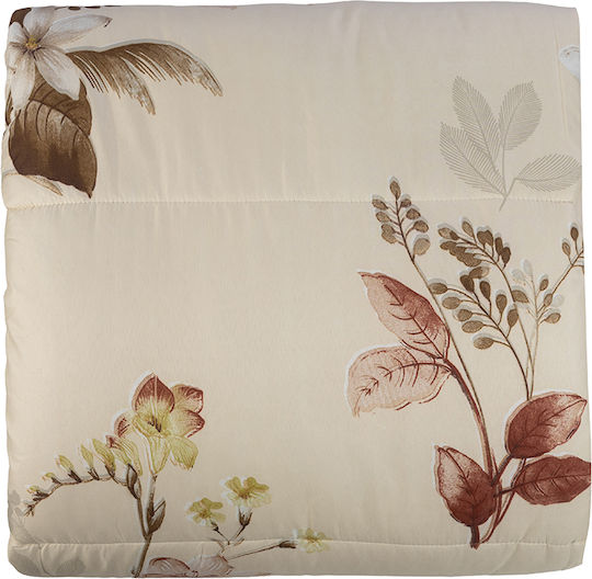 Pătură Dublă cu Umplere Microfibra 200x210 cm Bej 150 GSM