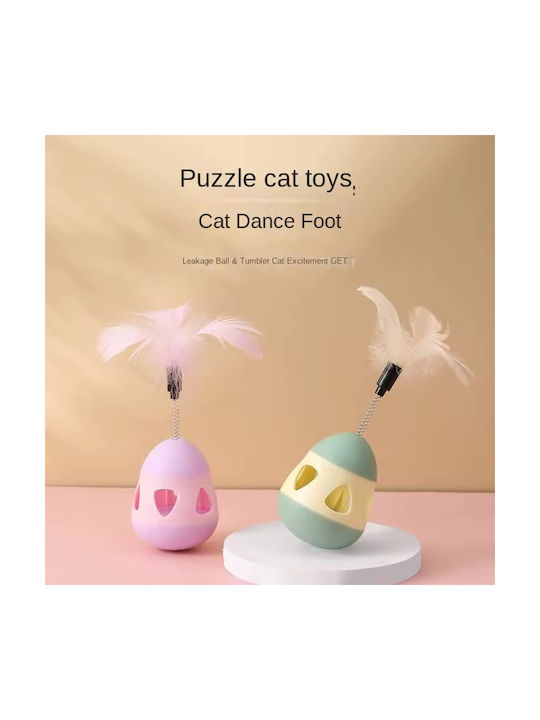 Interactive Cat Toy Egg Feather & Treat Holders Pink 15cm